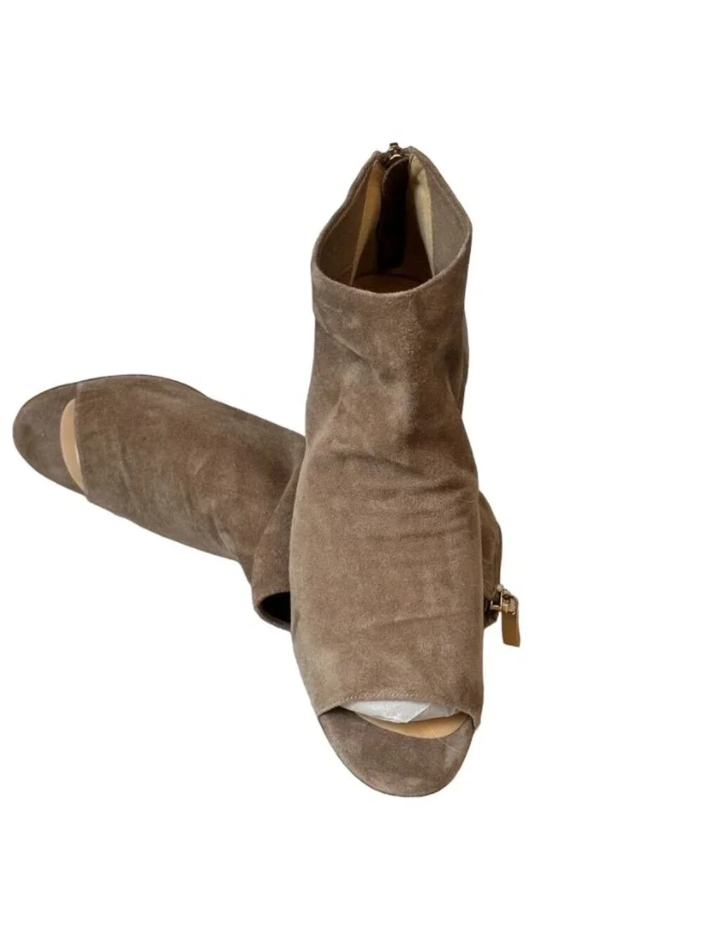 VAN ELi Women's Shoes Peep Toe Ankle Boots Beige Suede Size 8.5
